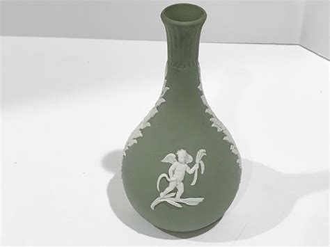 Wedgwood Vase Angel Bud Vase Green Wedgwood Vase Wedgwood Cupid Vase