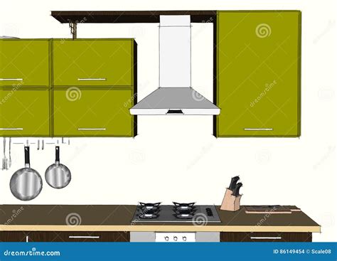 Sketch Abstract Drawing Of Fume Hood And Cupboards Stock Illustration