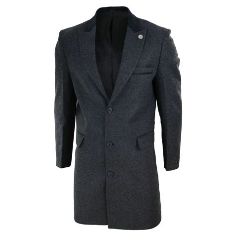 Herringbone Tweed 34 Long Overcoat Charcoal Buy Online Happy Gentleman