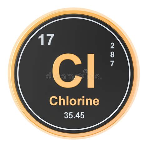 Chlorine Cl Chemical Element 3d Rendering Stock Illustration Illustration Of School Periodic