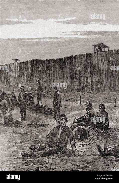 Prisoners In The Andersonville Prison Confederate Prisoner Of War Camp During The American