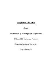 Assignment Unit Viii Docx Assignment Unit Viii Essay Evaluation Of A