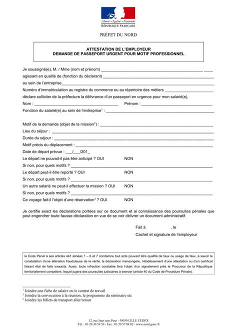 Pdf Attestation De Lemployeur Demande De Attestation De L