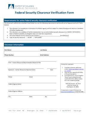 Fillable Online Mpdc Dc Federal Security Clearance Verification Form