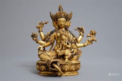 51BidLive Chinese Tibetan Gilt Bronze Buddha Figure Qing Period