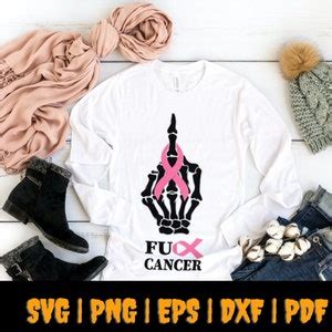 Breast Cancer SVG Middle Finger SVG Fuck Cancer SVG Funny Etsy