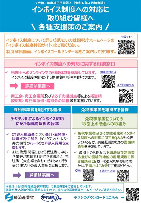 令和6年4月更新 インボイス制度への対応に取り組む皆様へ！（経済産業省） 新居浜商工会議所