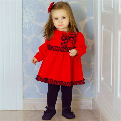 Spanish Miranda Autumn Winter Baby Girls Red Dress Navy Red Gingham