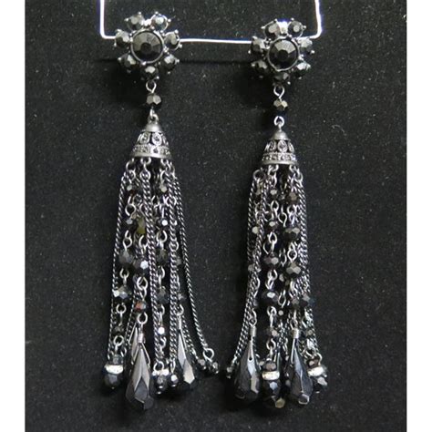 Pair Hematite Drop Earrings Pierced 4l