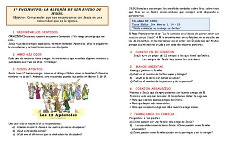 Encuentro 1 Soy Amigo De Jesús Pdf Jesús Apóstol