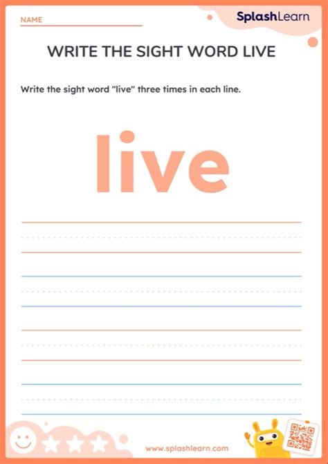 Write The Sight Word Live — Printable Ela Worksheet