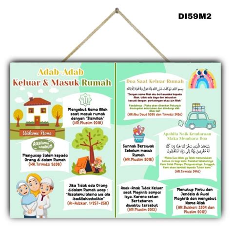 Jual Hiasan Dinding ADAB ADAB KELUAR DAN MASUK RUMAH Ukuran JUMBO 40x30