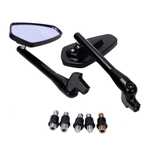 Pair Universal Aluminum 8mm 10mm Round Handle Rearview Mirror