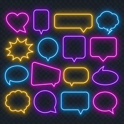 Neon Sign Good Bye In Speech Bubble Frame On Dark Vector Image