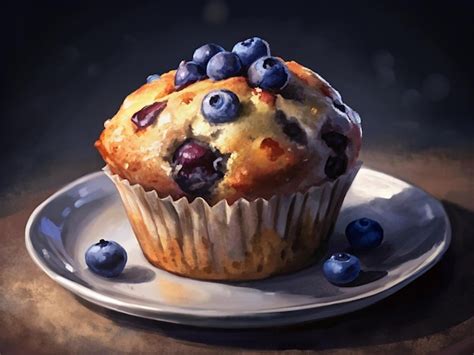 Premium Vector Blueberry Muffin Illustration