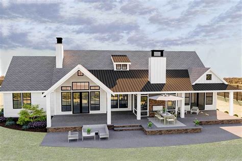 Bed Modern Farmhouse Plan With Bonus Room Jwd Architectural