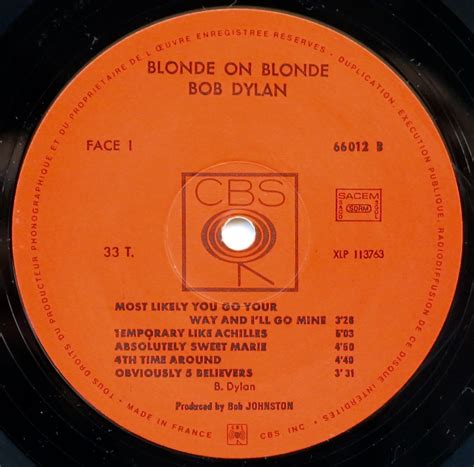 Bob Dylan French Mono Blonde On Blonde LP With Unique Mixes