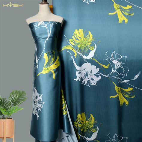 Vintages 100 Silk Satin Fabric Material Flower Printed Sateen High