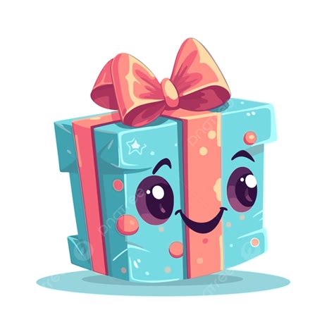 Cute Christmas Present Vector Sticker Clipart Cute Cartoon Gift Box