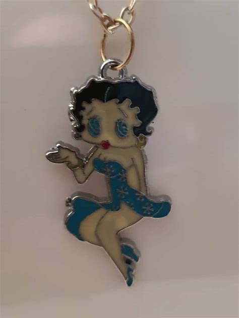 Vintage Betty Boop Enamel Necklace Vintage Betty Boop Blue Etsy