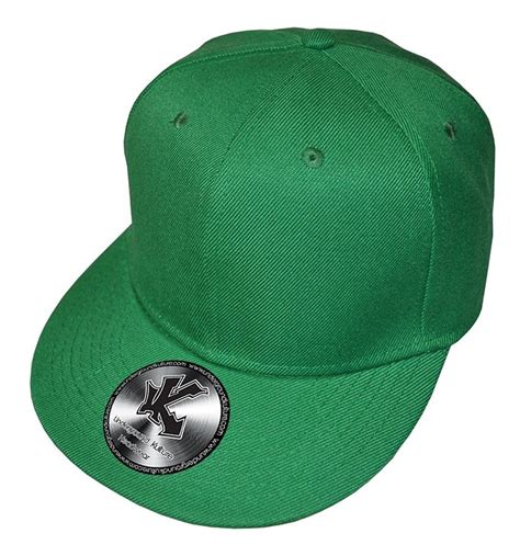 Plain Green Flat Peak Snapback Baseball Cap C0119p50mpv Baseball