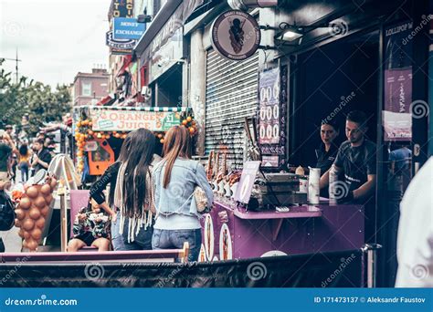 Bubble Waffles Stall On Camden High Street In Camden Town London