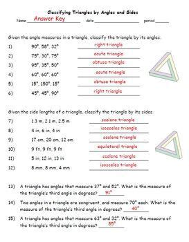 DIGITAL Classifying Triangles By Angles And Sides Worksheet And Answer KEY