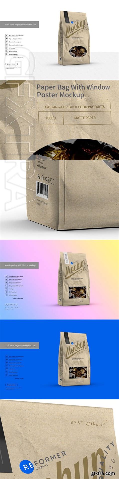 Creativemarket Kraft Paper Bag With Window Mockup Gfxtra