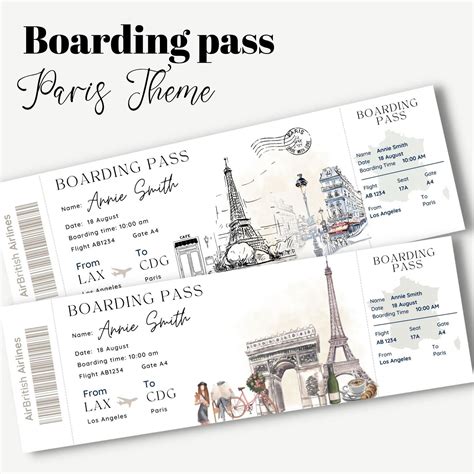 Printable and Editable Paris Surprise Boarding Pass Ticket - Etsy UK