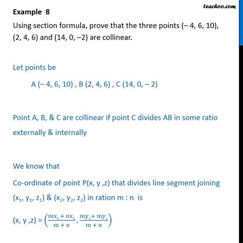 Example 8 - Using section formula, prove that three points