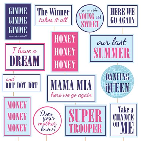 Mama Mia Photo Booth Props Abba Printable Decorations Mamamia