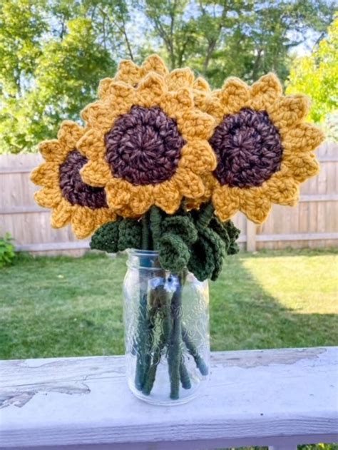 Sunflower Crochet Pattern Clover Needlecraft Crochet Flowers Crochet Sunflower Yarn Flowers