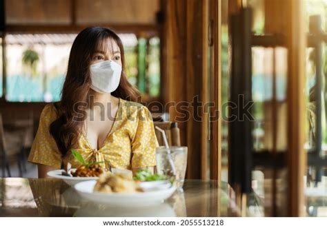 Woman Face Mask Restaurant Stock Photo 2055513218 Shutterstock