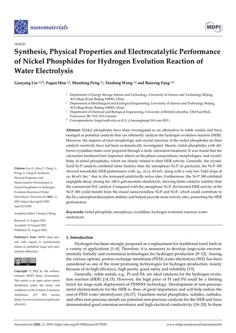 Pdf Synthesis Physical Properties And Electrocatalytic Performance