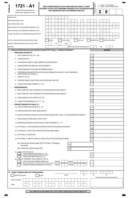 Bukti Potong Formulir 1721 A1 A2 0 Pdf
