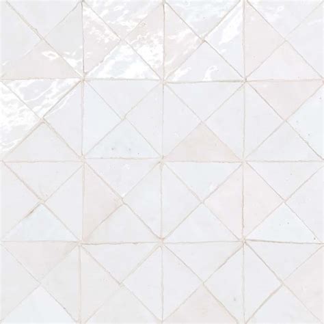 Bedrosians Zagora Neige Blanc Triangle Glossy Zellige Mosaic Tile