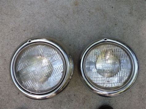 Purchase Vintage Pair Headlight Headlamp Bucket Assembly Chrome Bezel Rat Hot Rod Custom In Cary