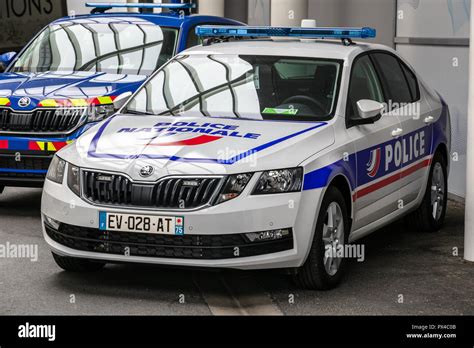 Paris Oct 2 2018 French Police Nationale Patrol Car Outside At The