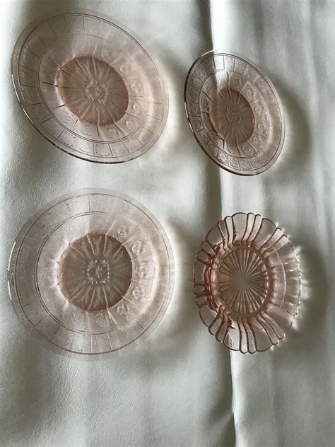 4 Pink Depression Glass Saucers Plates Coasters 6 Diameter 2106671131