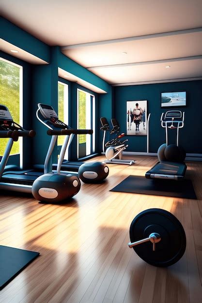 Premium Ai Image Modern Gym Interior With Sport And Fitness Equipment