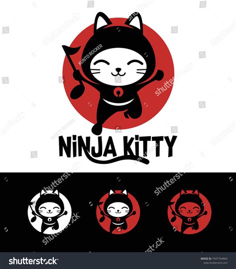 Ninja Kitty Logo Design Vector Stock Vector (Royalty Free) 1947764863