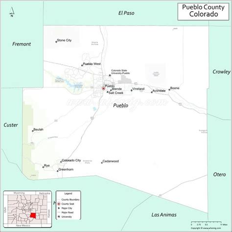 a map of pueblo county, colorado