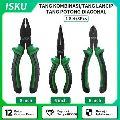 Jual ISKU Tang Set 3 Pcs Tang Kombinasi Tang Lancip Tang Potong 6 Inch