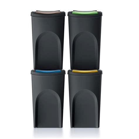 Set De Cubos De Basura Keden Sortibox L Papelera Reciclaje Negro