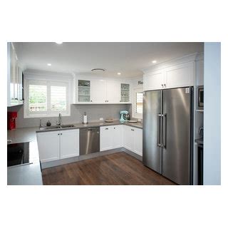 Kitchen With Caesarstone Oyster Benchtops Classique Chic Cuisine