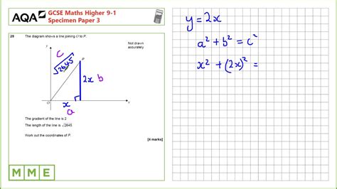 Gcse Maths Aqa Higher Specimen Paper Q Pythagoras Theorem Youtube