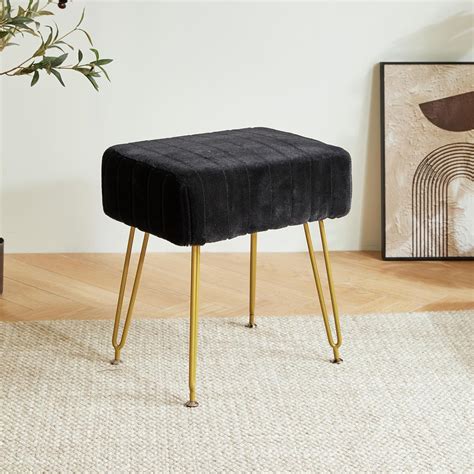 IBUYKE Velvet Rectangular Footrest Stool Ottoman Makeup Vanity Stool