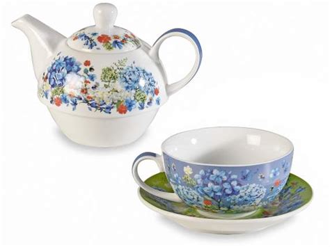 Set Tazza Teiera E Piattino In Porcellana Fiori Di Campo