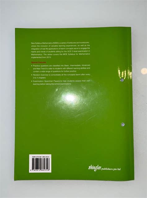 Sec Shinglee New Syllabus Mathematics Th Edition Workbook Hobbies