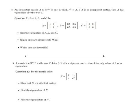 Solved 8 An idempotent matrix A Rnxn is one in which A² Chegg